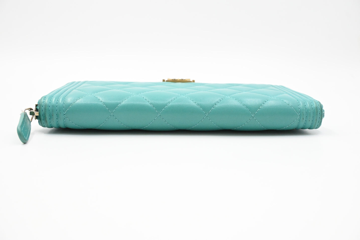Chanel Boy Long Zippy in Teal Leather