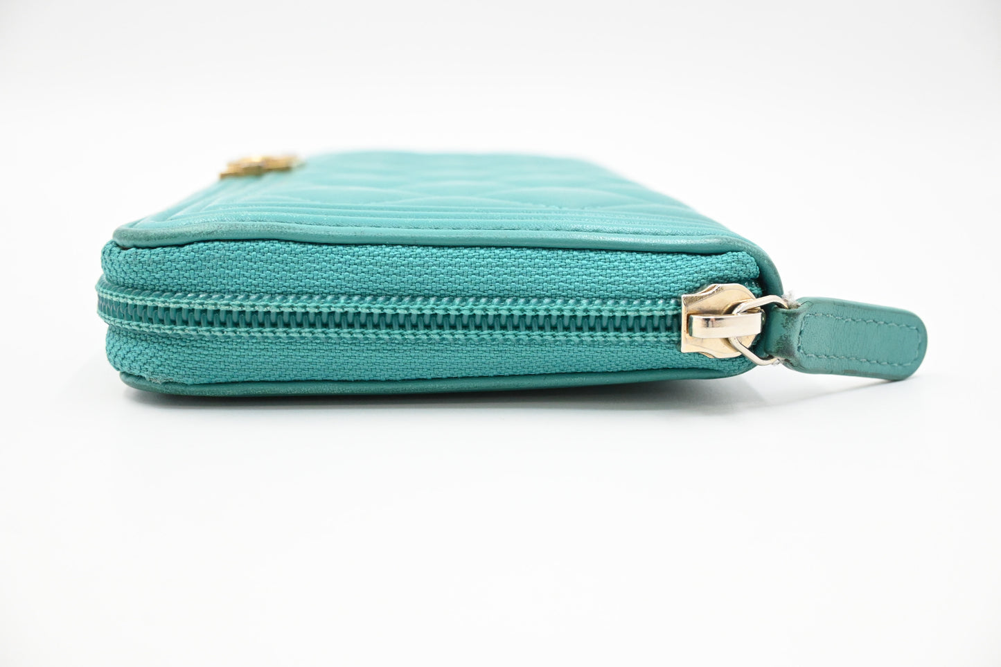 Chanel Boy Long Zippy in Teal Leather