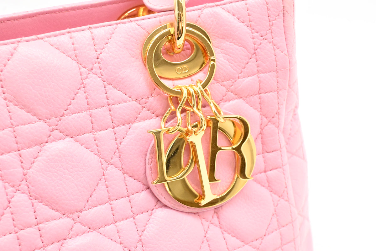 Dior Medium Lady Dior in Pink Cannage Leather
