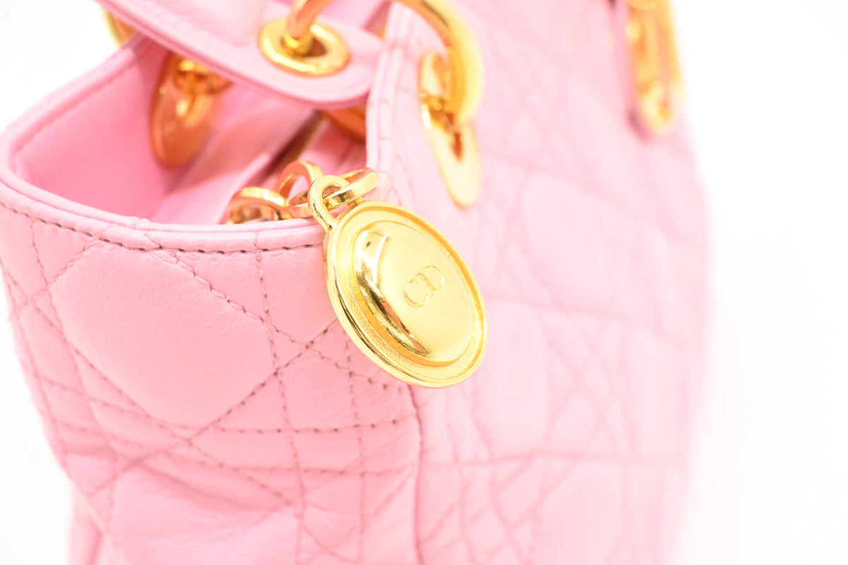 Dior Medium Lady Dior in Pink Cannage Leather