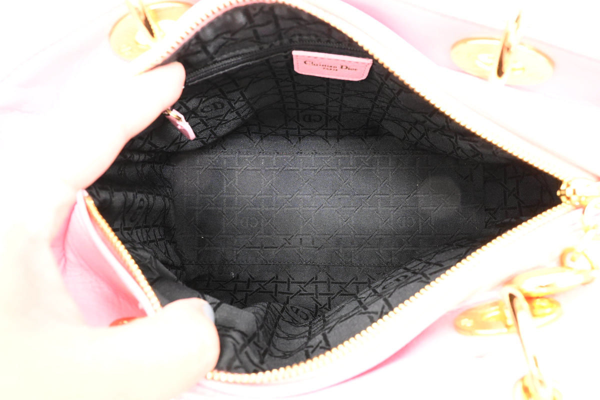 Dior Medium Lady Dior in Pink Cannage Leather