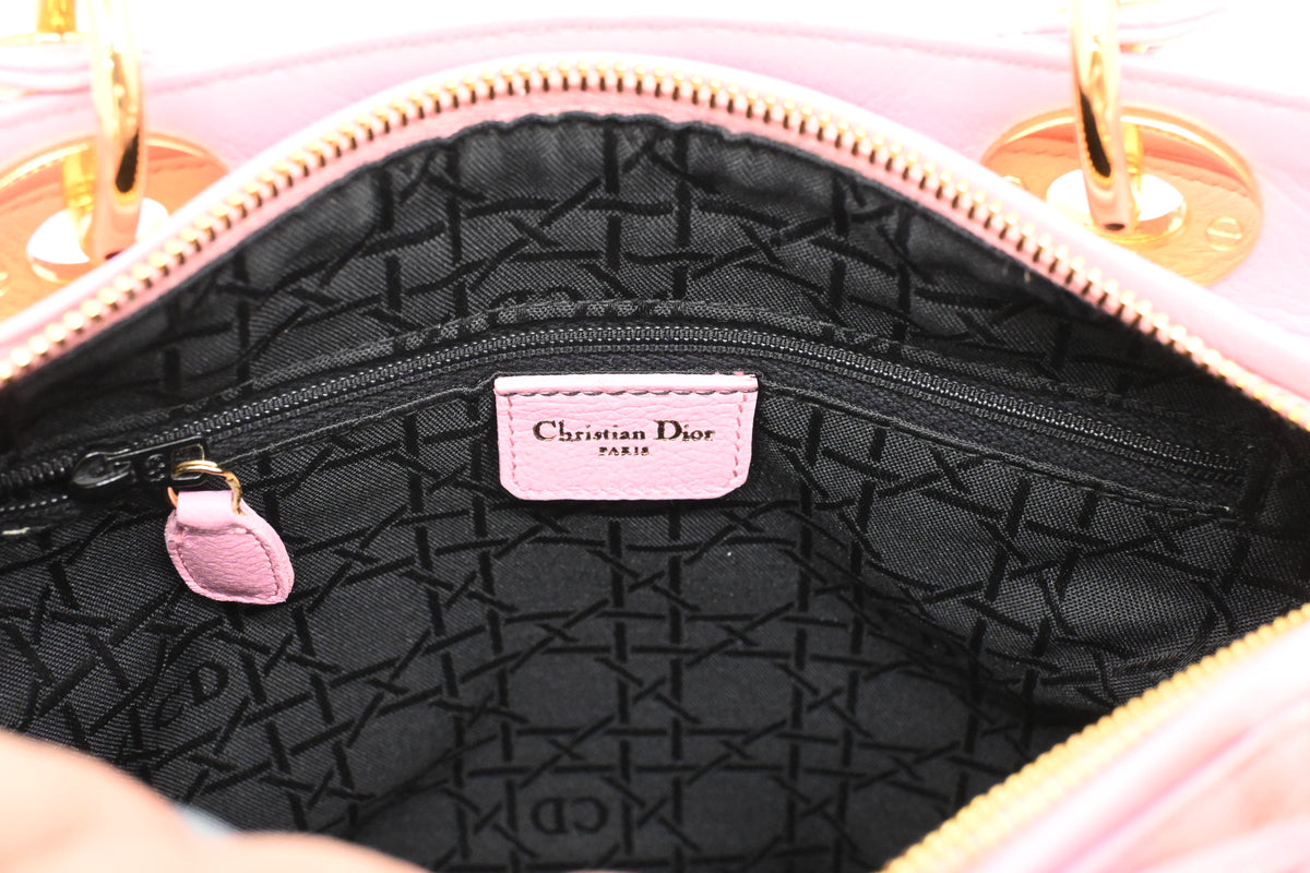 Dior Medium Lady Dior in Pink Cannage Leather