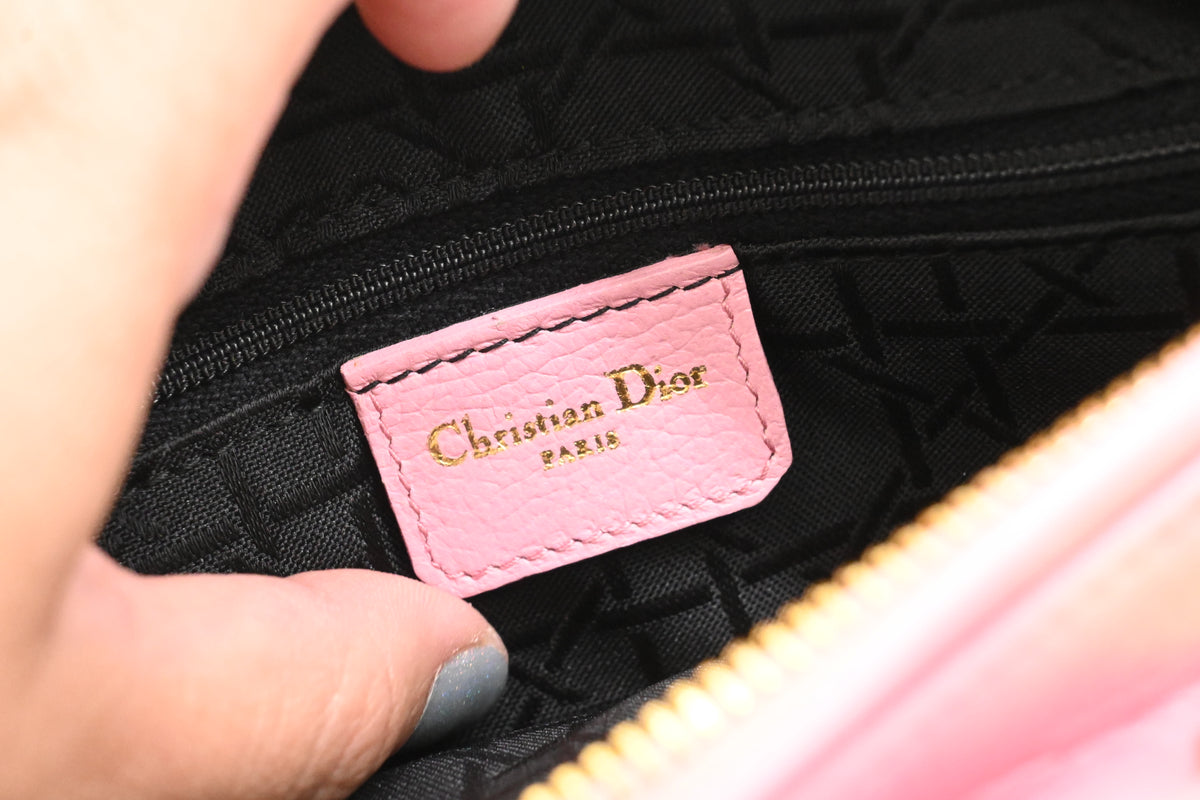Dior Medium Lady Dior in Pink Cannage Leather