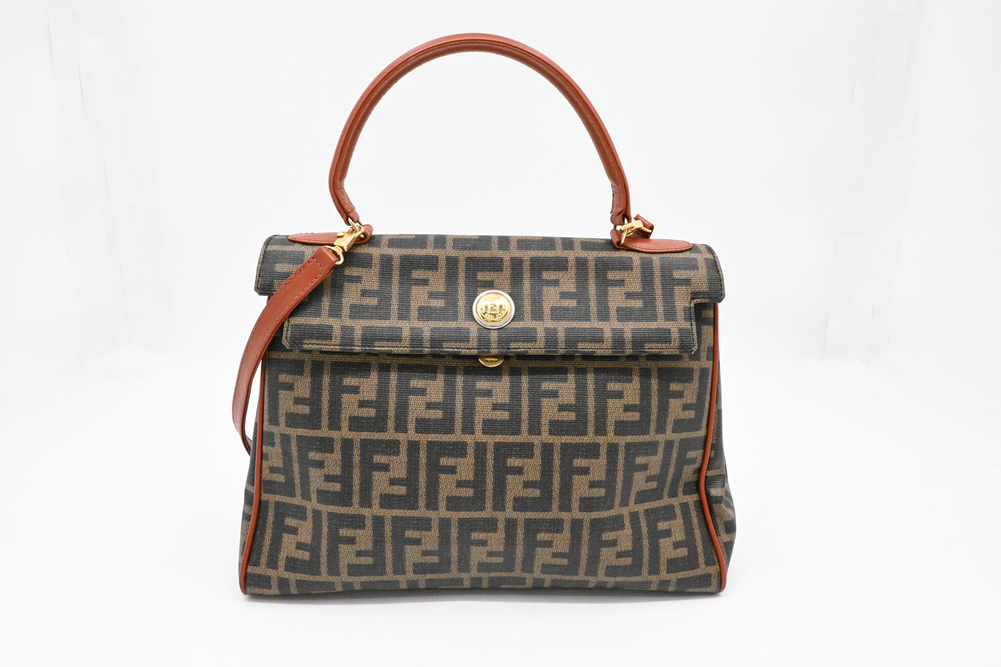 Fendi Top Handle 2-Way Bag in Zucca Coated Canvas