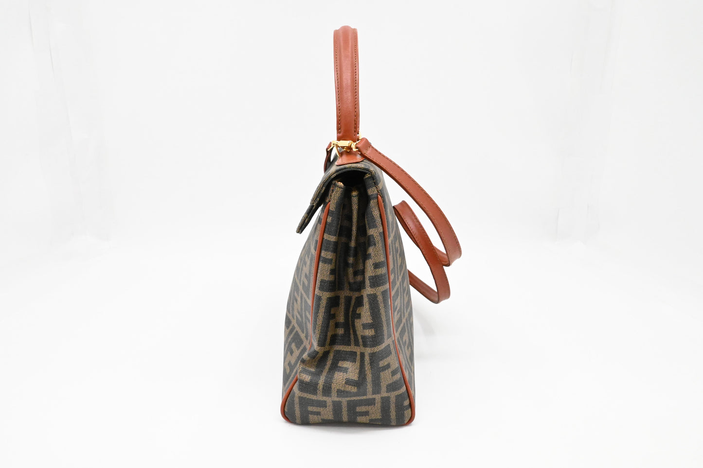 Fendi Top Handle 2-Way Bag in Zucca Coated Canvas