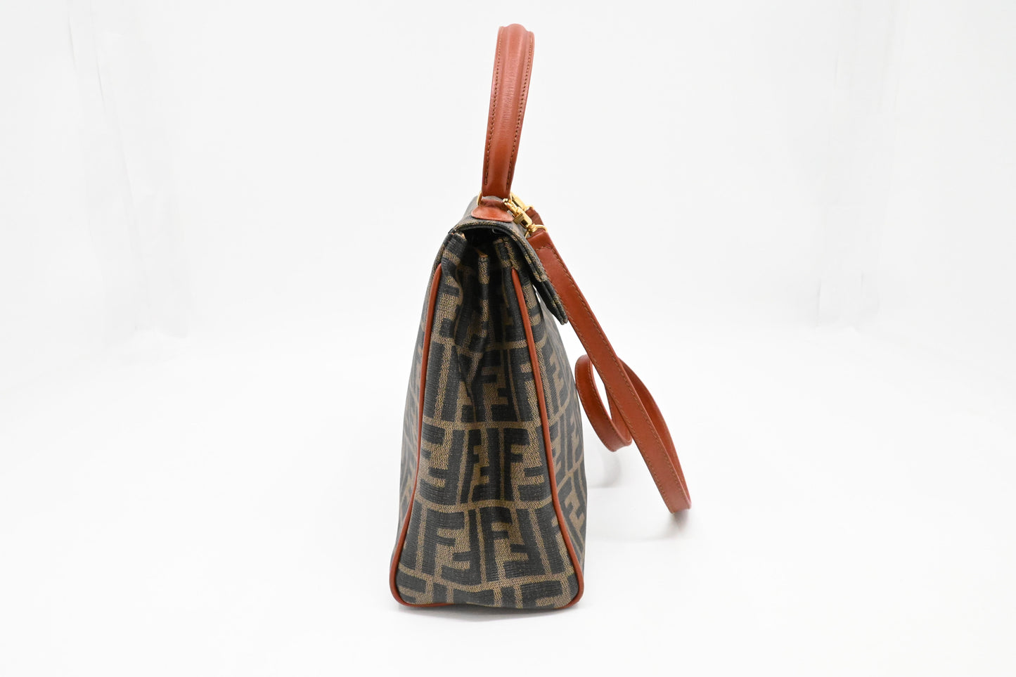 Fendi Top Handle 2-Way Bag in Zucca Coated Canvas