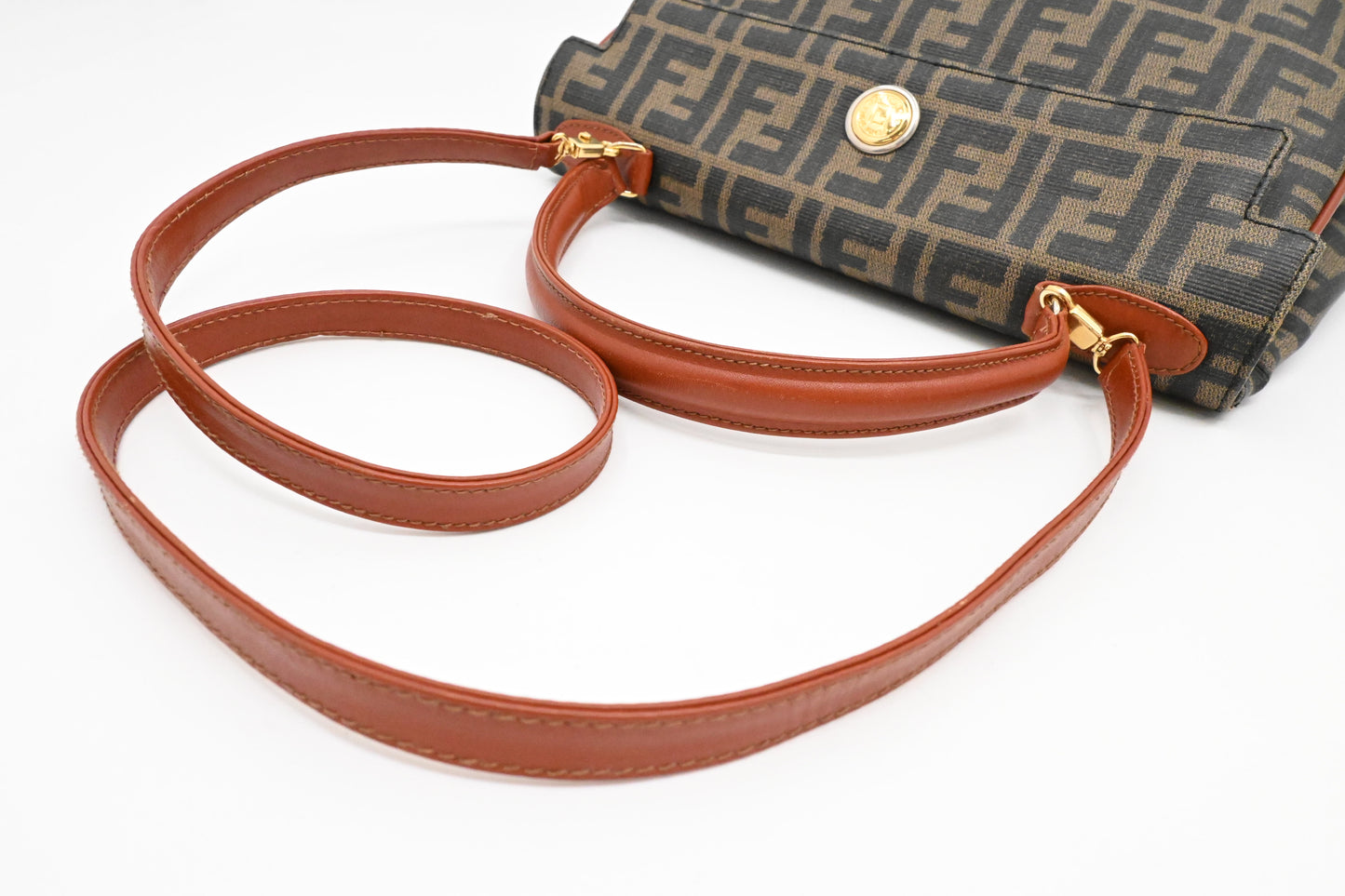 Fendi Top Handle 2-Way Bag in Zucca Coated Canvas