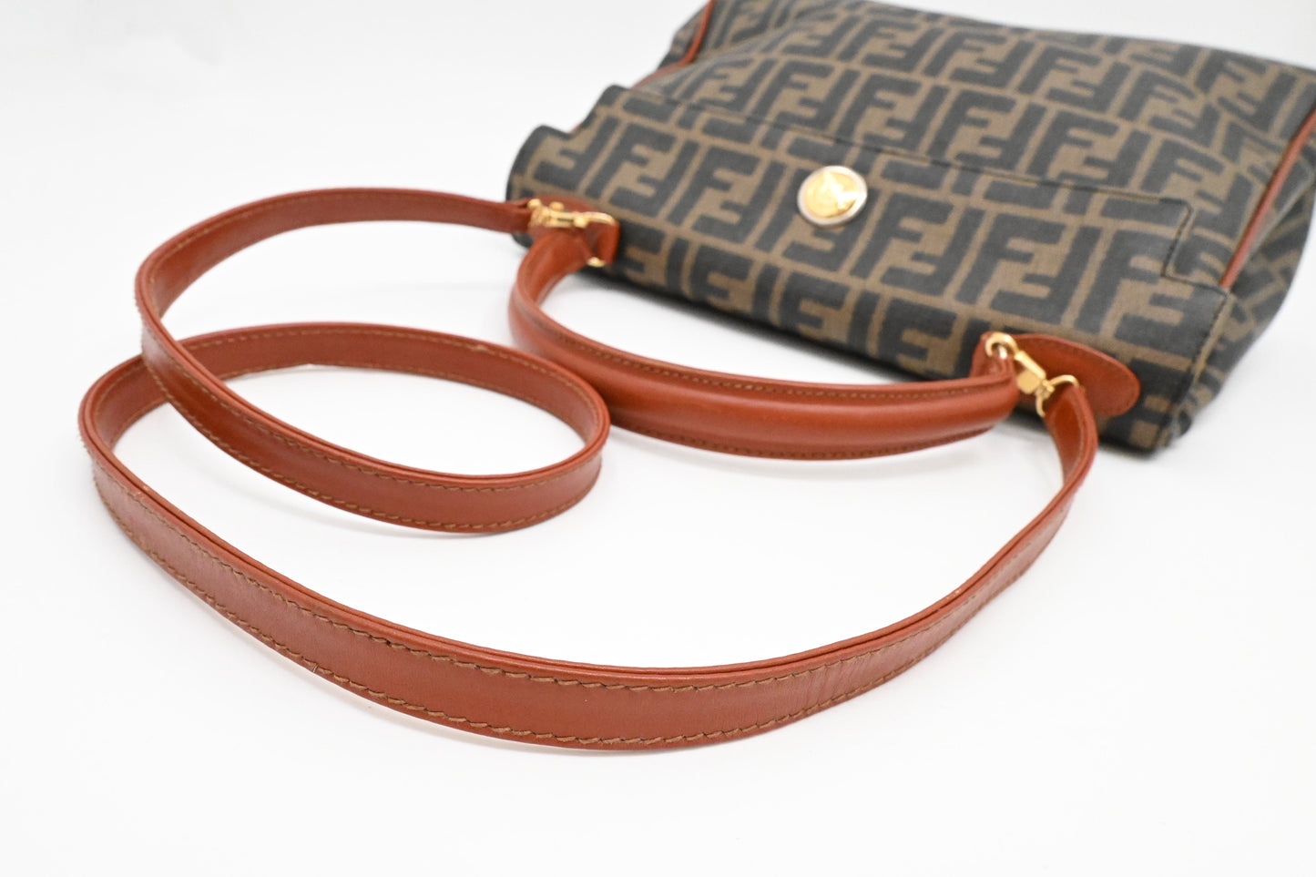 Fendi Top Handle 2-Way Bag in Zucca Coated Canvas