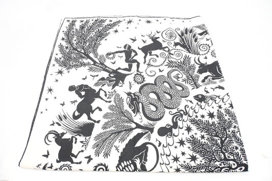 Hermes 'Sous le Charme d'Orphee' Shawl 140 in Black and White Cashmere and Silk