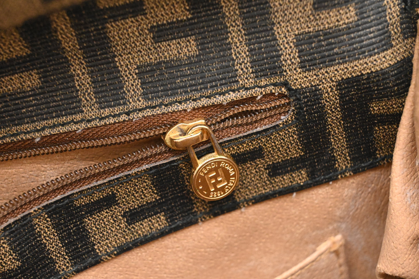 Fendi Top Handle 2-Way Bag in Zucca Coated Canvas