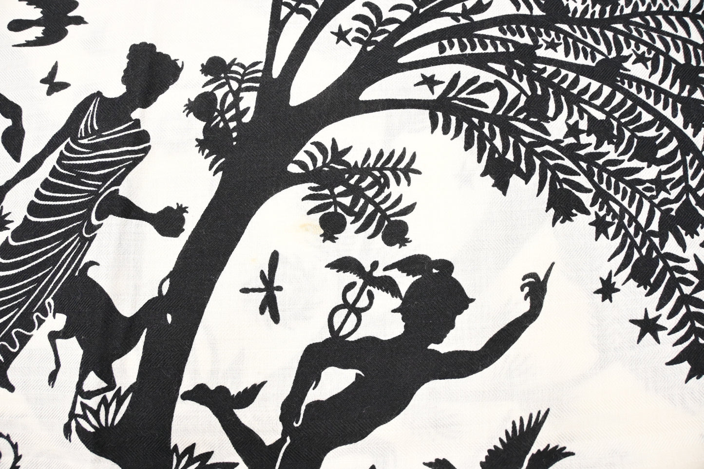 Hermes 'Sous le Charme d'Orphee' Shawl 140 in Black and White Cashmere and Silk