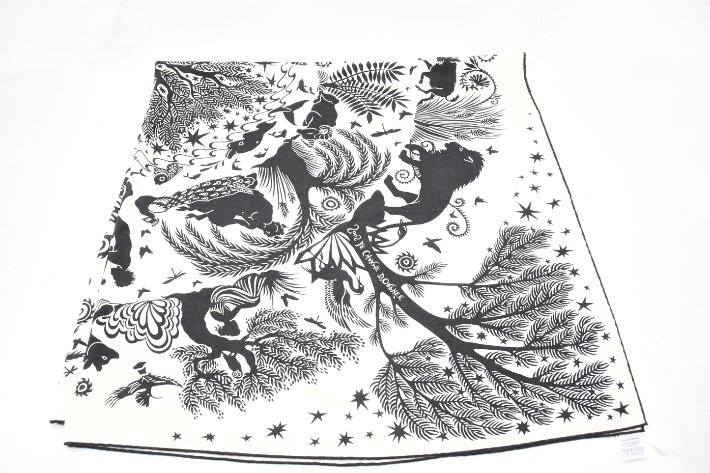 Hermes 'Sous le Charme d'Orphee' Shawl 140 in Black and White Cashmere and Silk