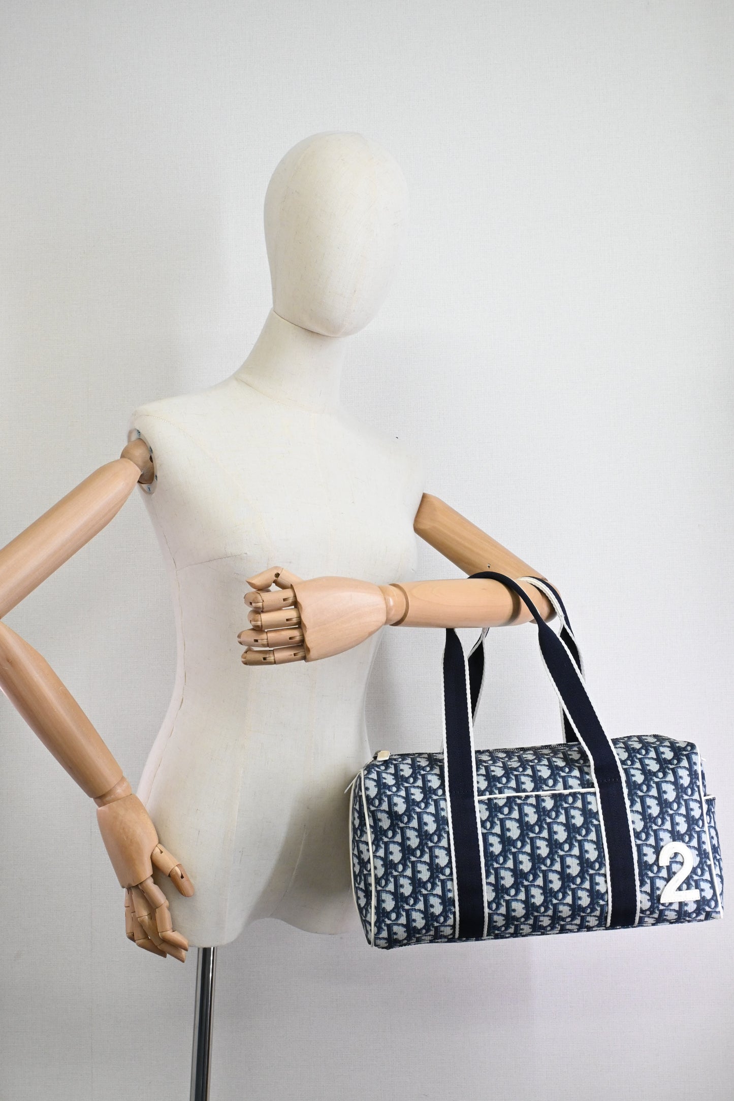 Dior Boston Bag in Navy Blue Oblique Coated Canvas