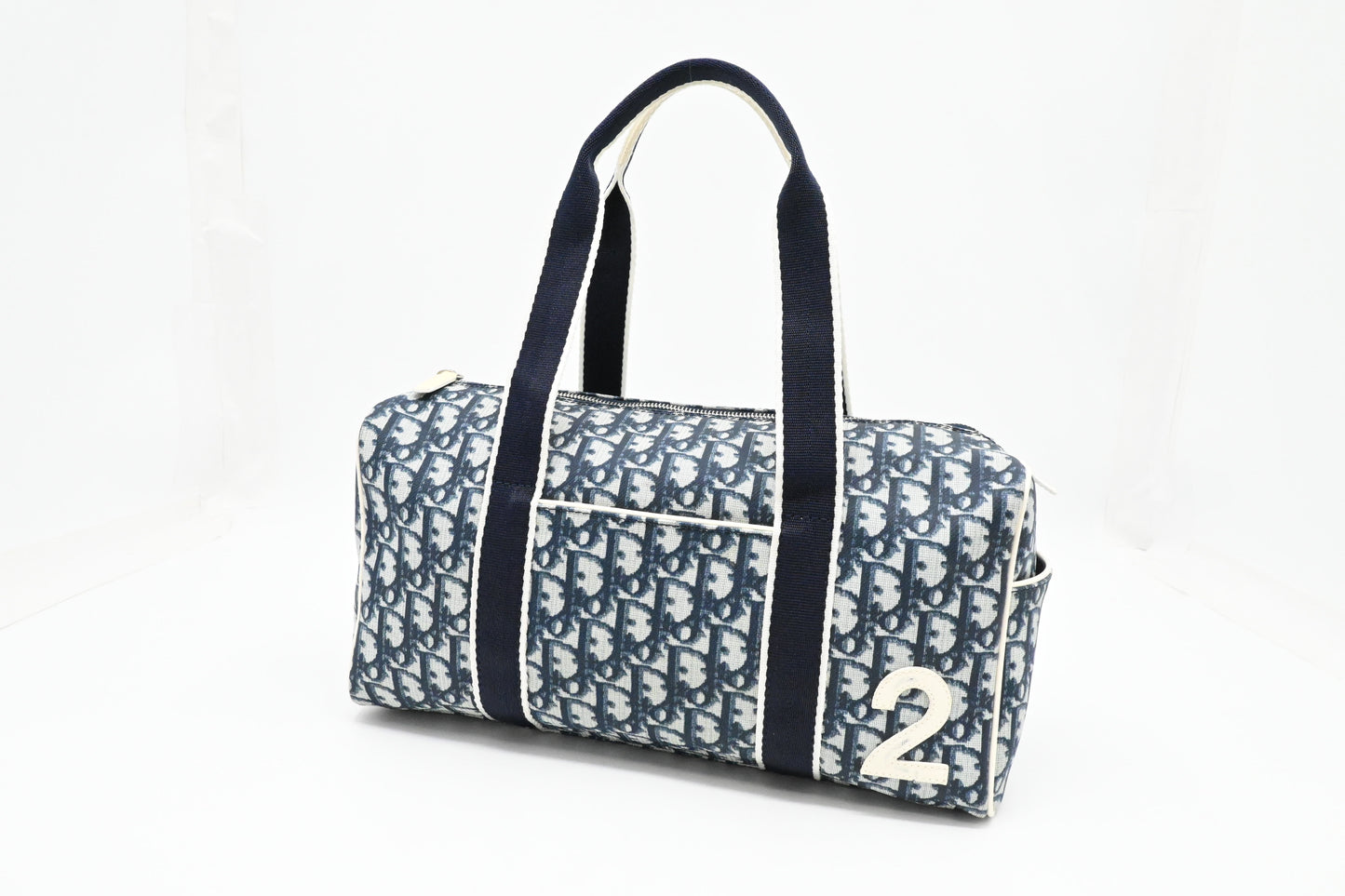 Dior Boston Bag in Navy Blue Oblique Coated Canvas