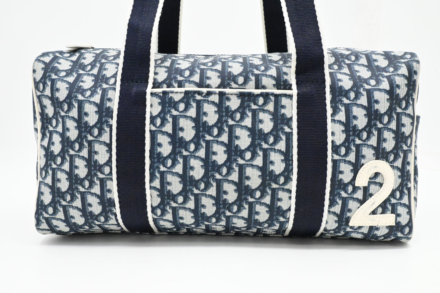 Dior Boston Bag in Navy Blue Oblique Coated Canvas