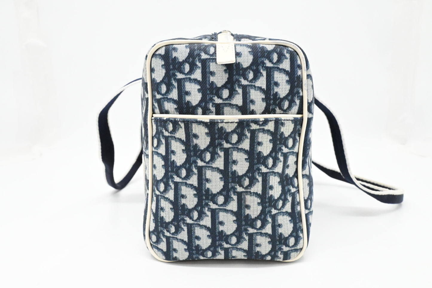 Dior Boston Bag in Navy Blue Oblique Coated Canvas