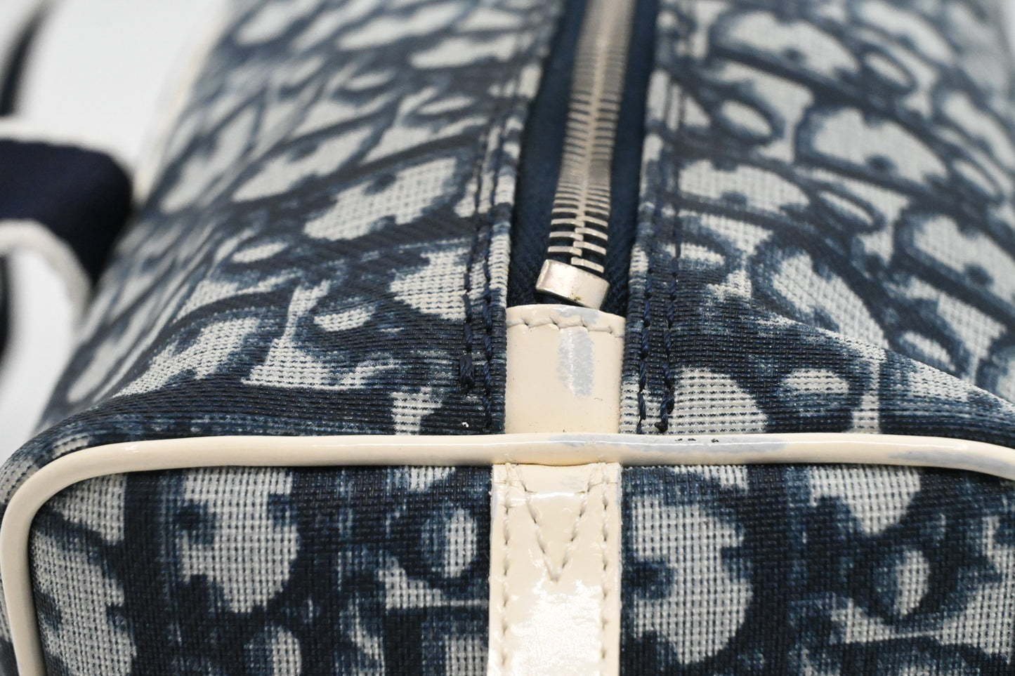 Dior Boston Bag in Navy Blue Oblique Coated Canvas