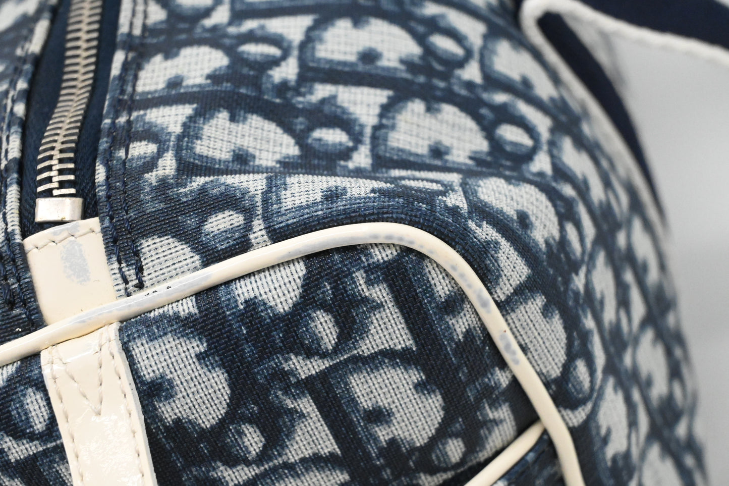 Dior Boston Bag in Navy Blue Oblique Coated Canvas