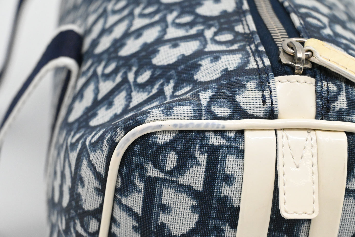 Dior Boston Bag in Navy Blue Oblique Coated Canvas