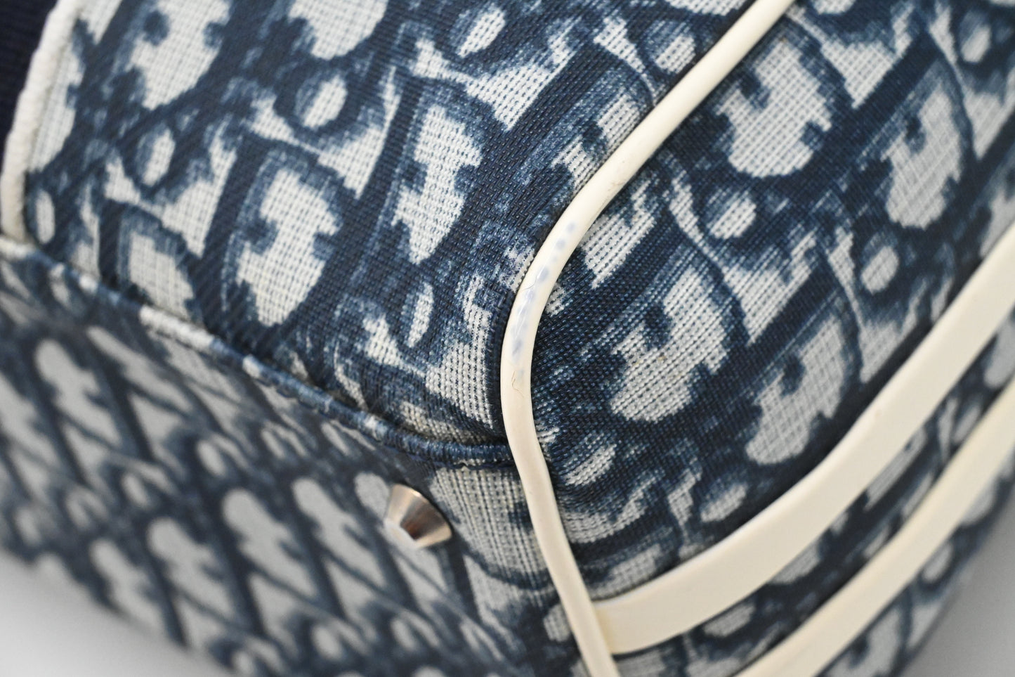 Dior Boston Bag in Navy Blue Oblique Coated Canvas