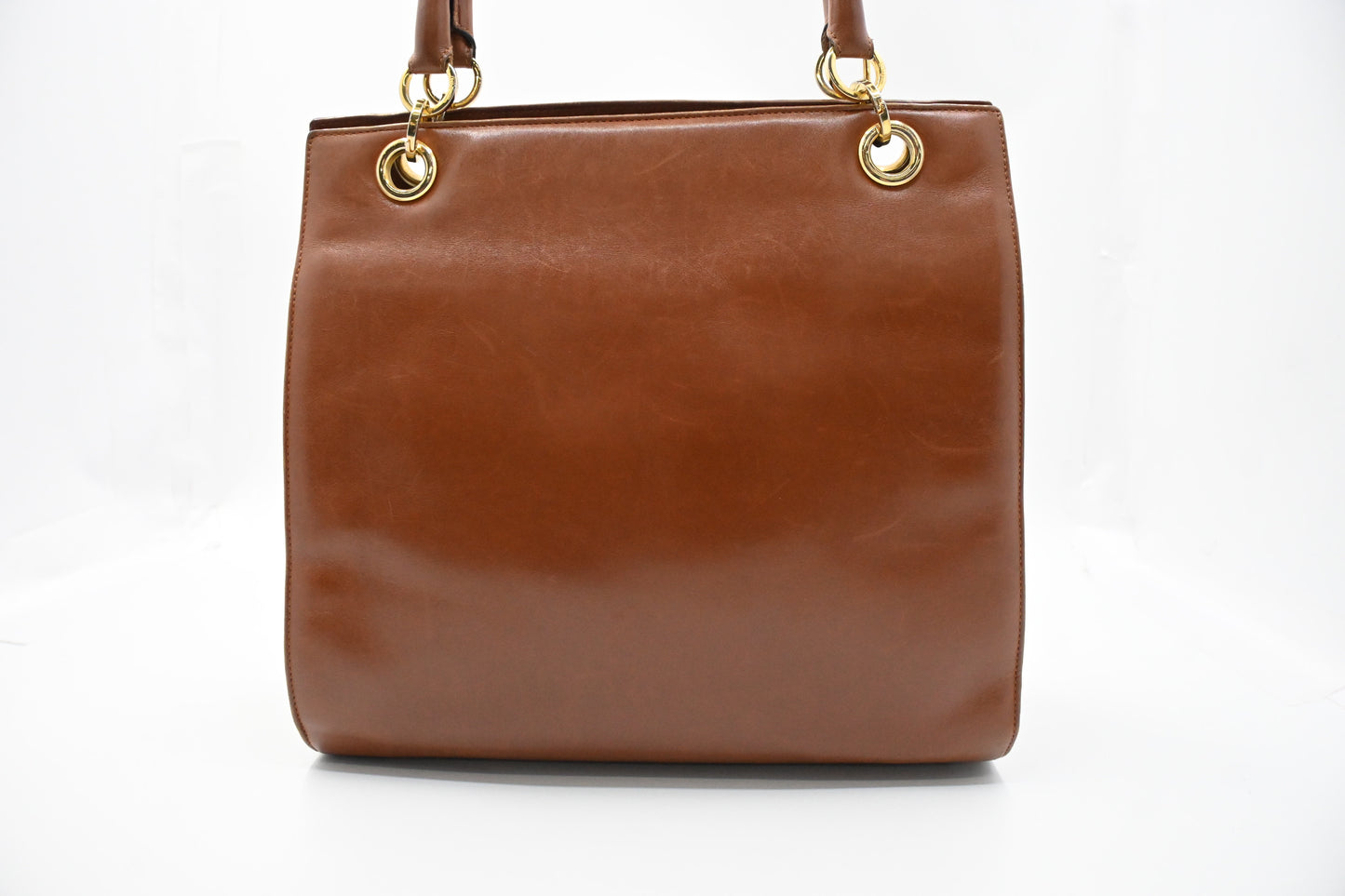 Ferragamo Gancini Shoulder Bag in Brown Leather