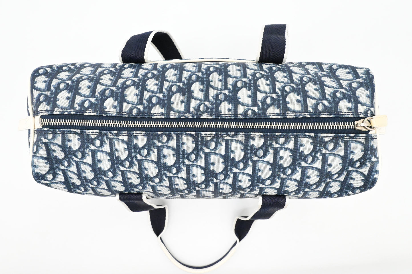 Dior Boston Bag in Navy Blue Oblique Coated Canvas