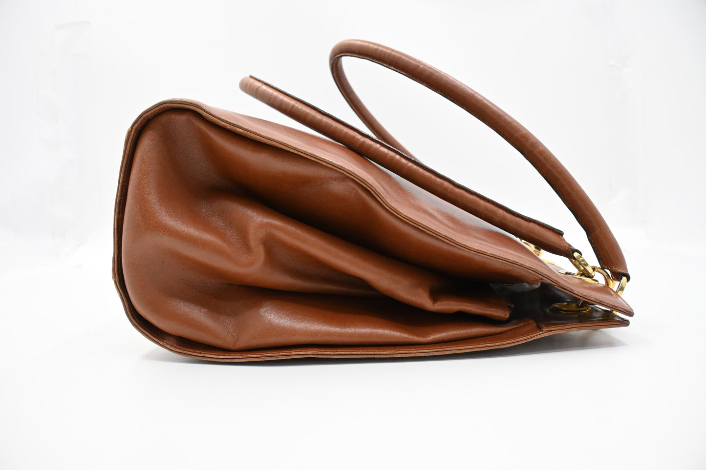 Ferragamo Gancini Shoulder Bag in Brown Leather