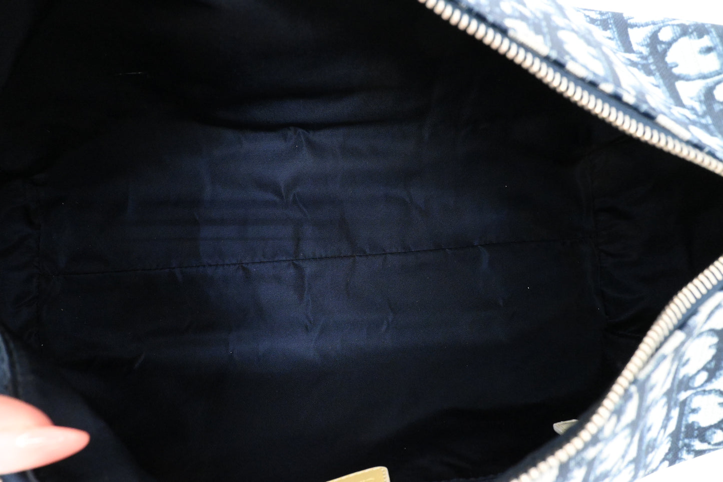 Dior Boston Bag in Navy Blue Oblique Coated Canvas