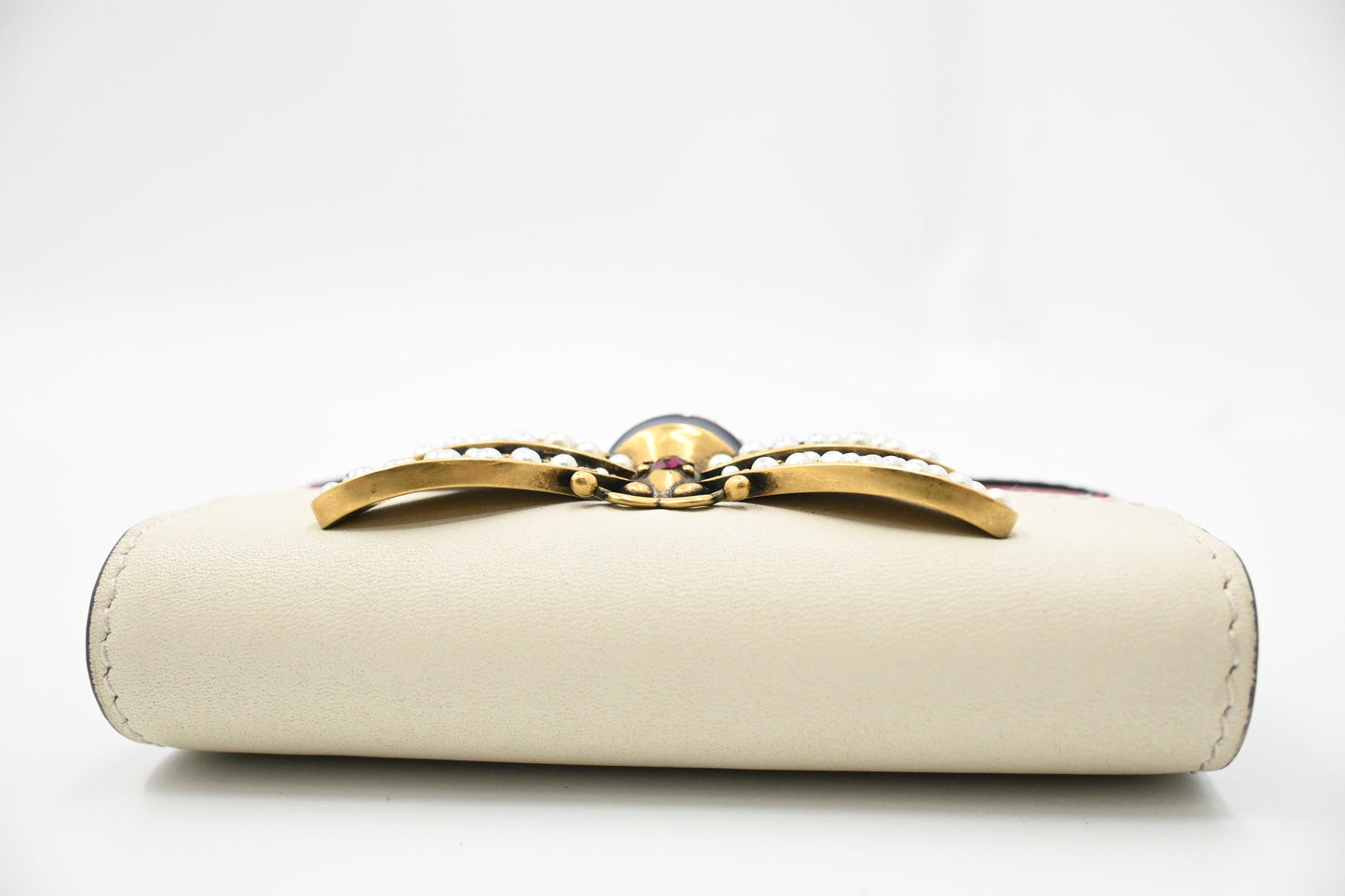 Gucci Queen Margaret Compact Wallet in White, Red and Blue Leather