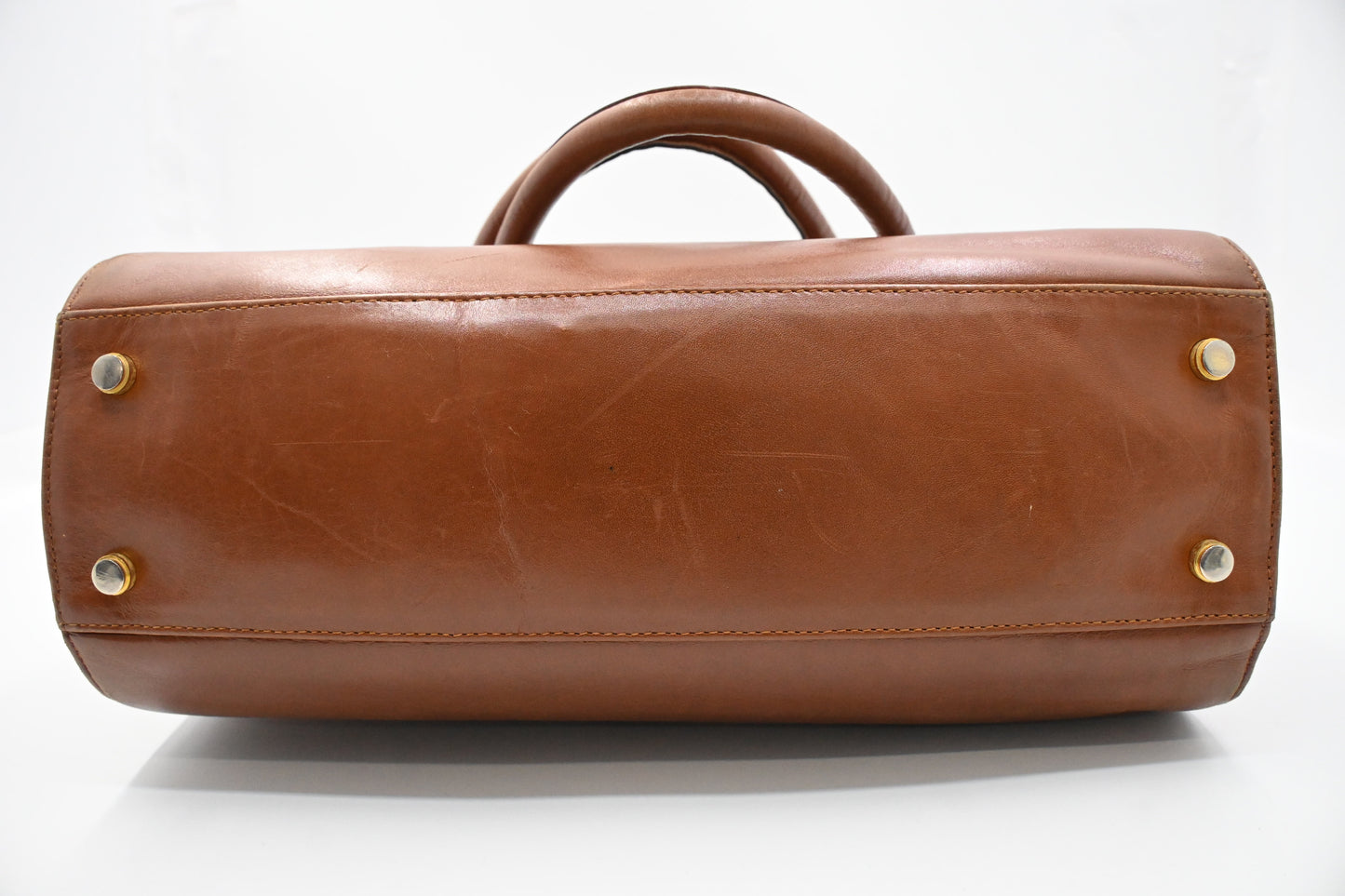 Ferragamo Gancini Shoulder Bag in Brown Leather