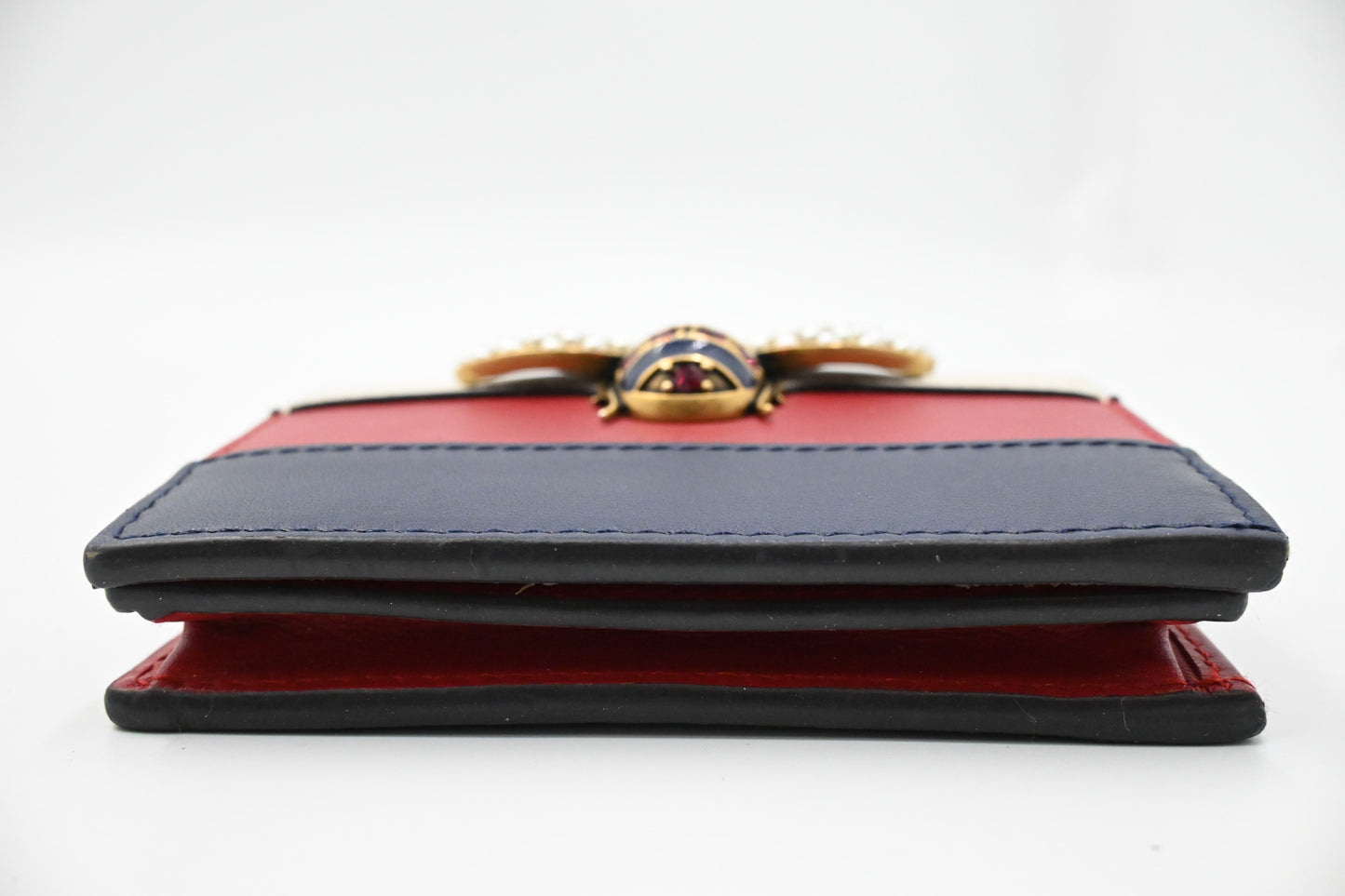 Gucci Queen Margaret Compact Wallet in White, Red and Blue Leather