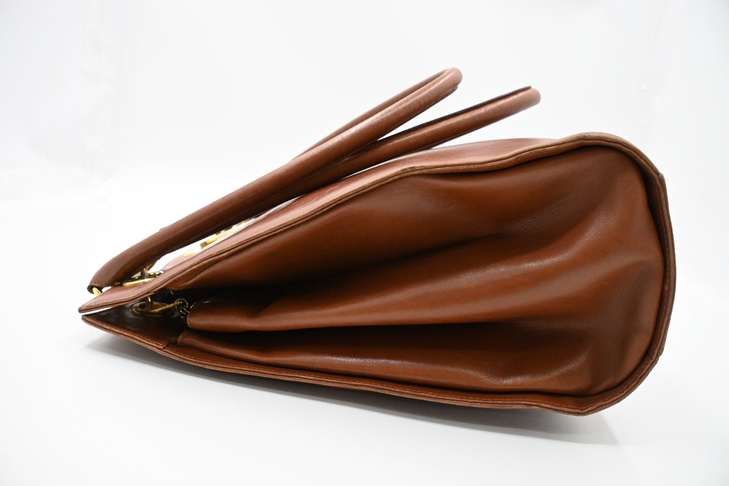 Ferragamo Gancini Shoulder Bag in Brown Leather