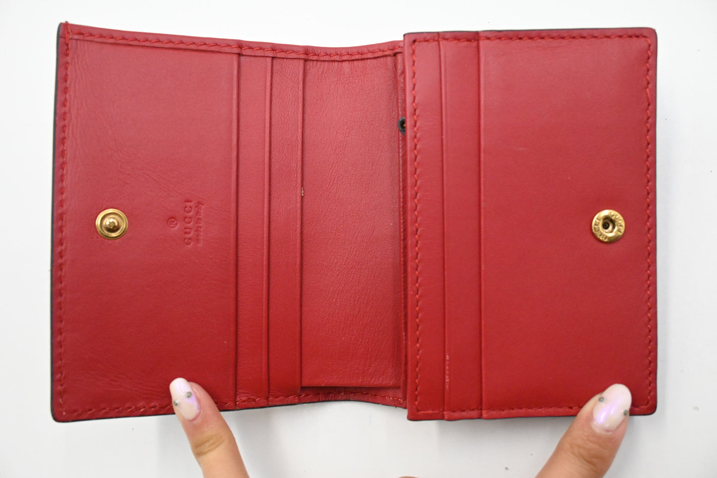 Gucci Queen Margaret Compact Wallet in White, Red and Blue Leather