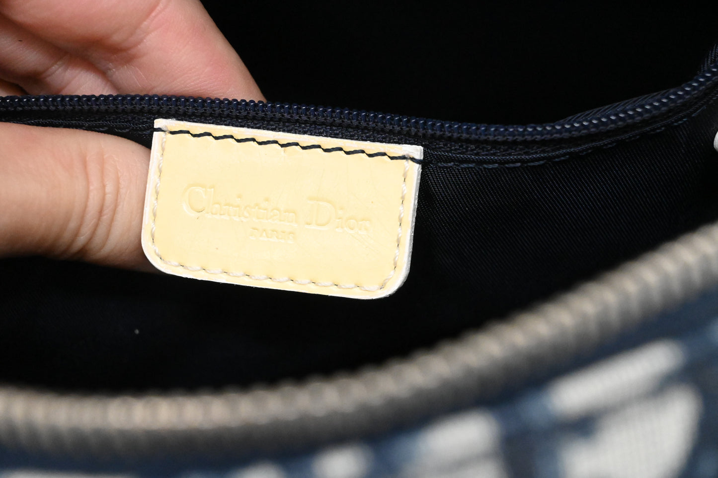 Dior Boston Bag in Navy Blue Oblique Coated Canvas