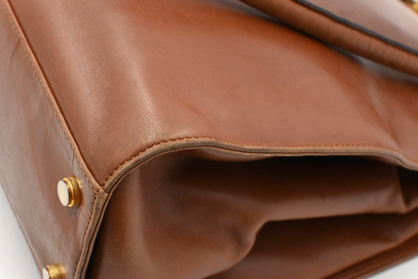 Ferragamo Gancini Shoulder Bag in Brown Leather