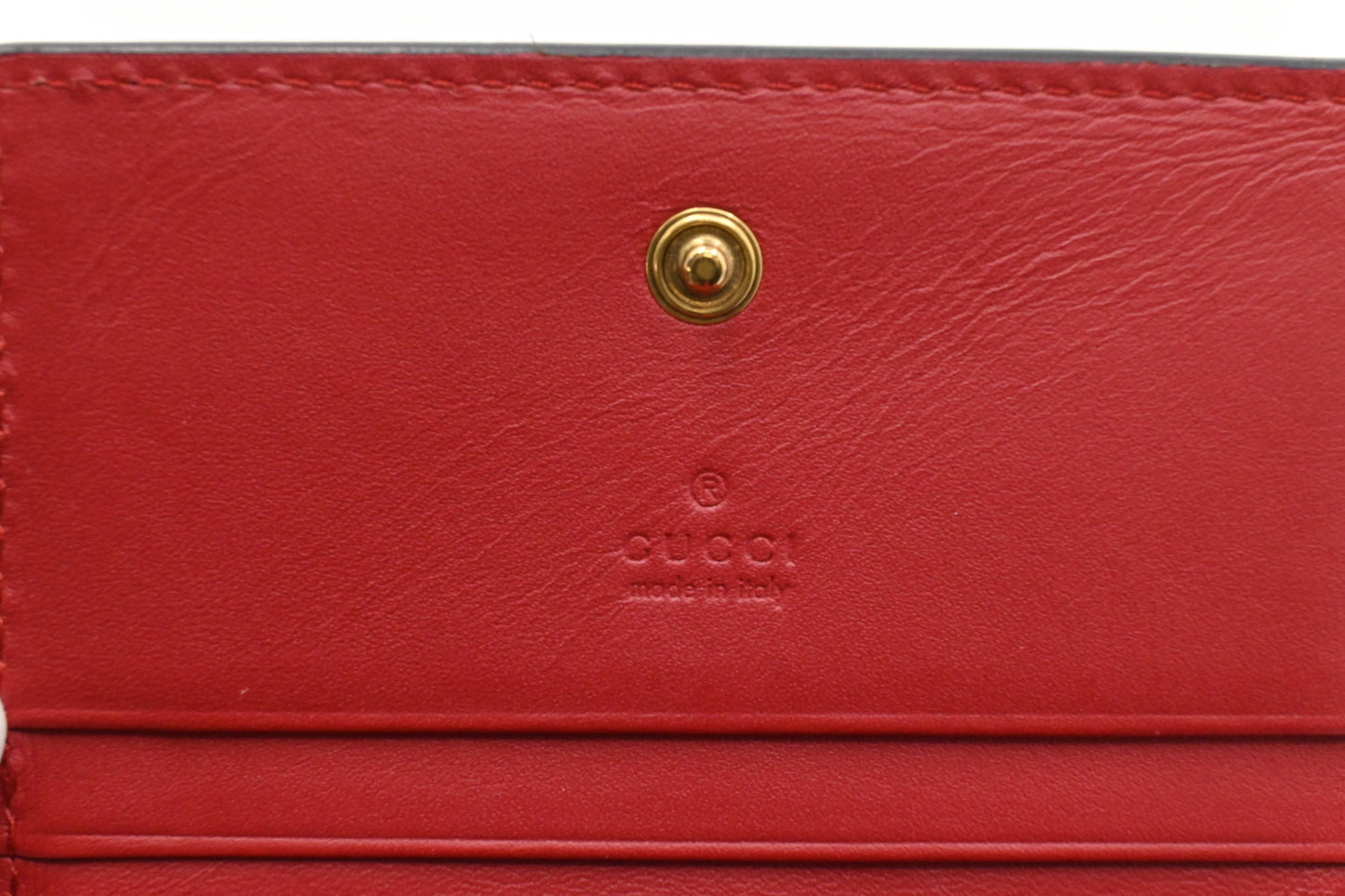 Gucci Queen Margaret Compact Wallet in White, Red and Blue Leather