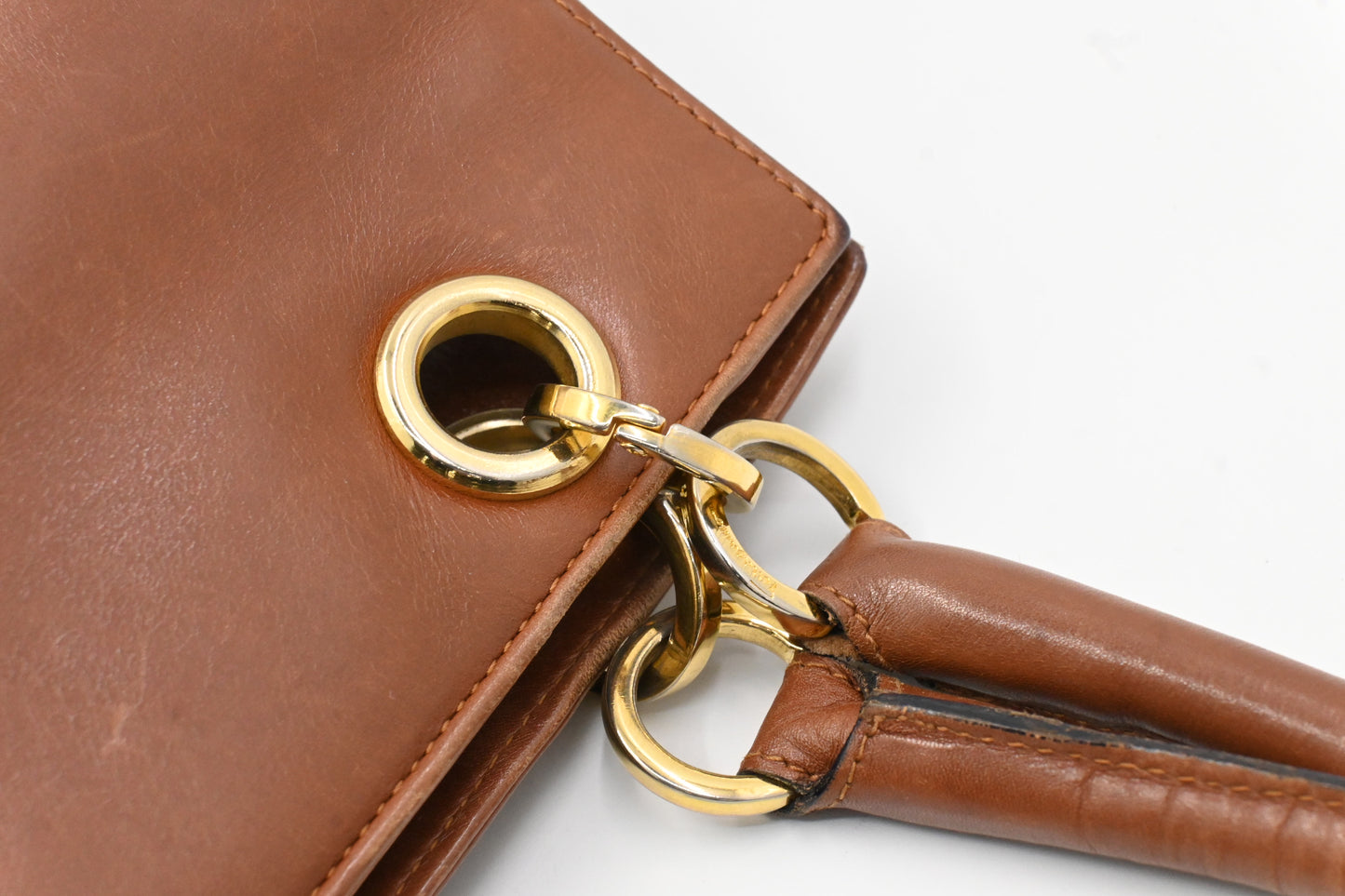 Ferragamo Gancini Shoulder Bag in Brown Leather