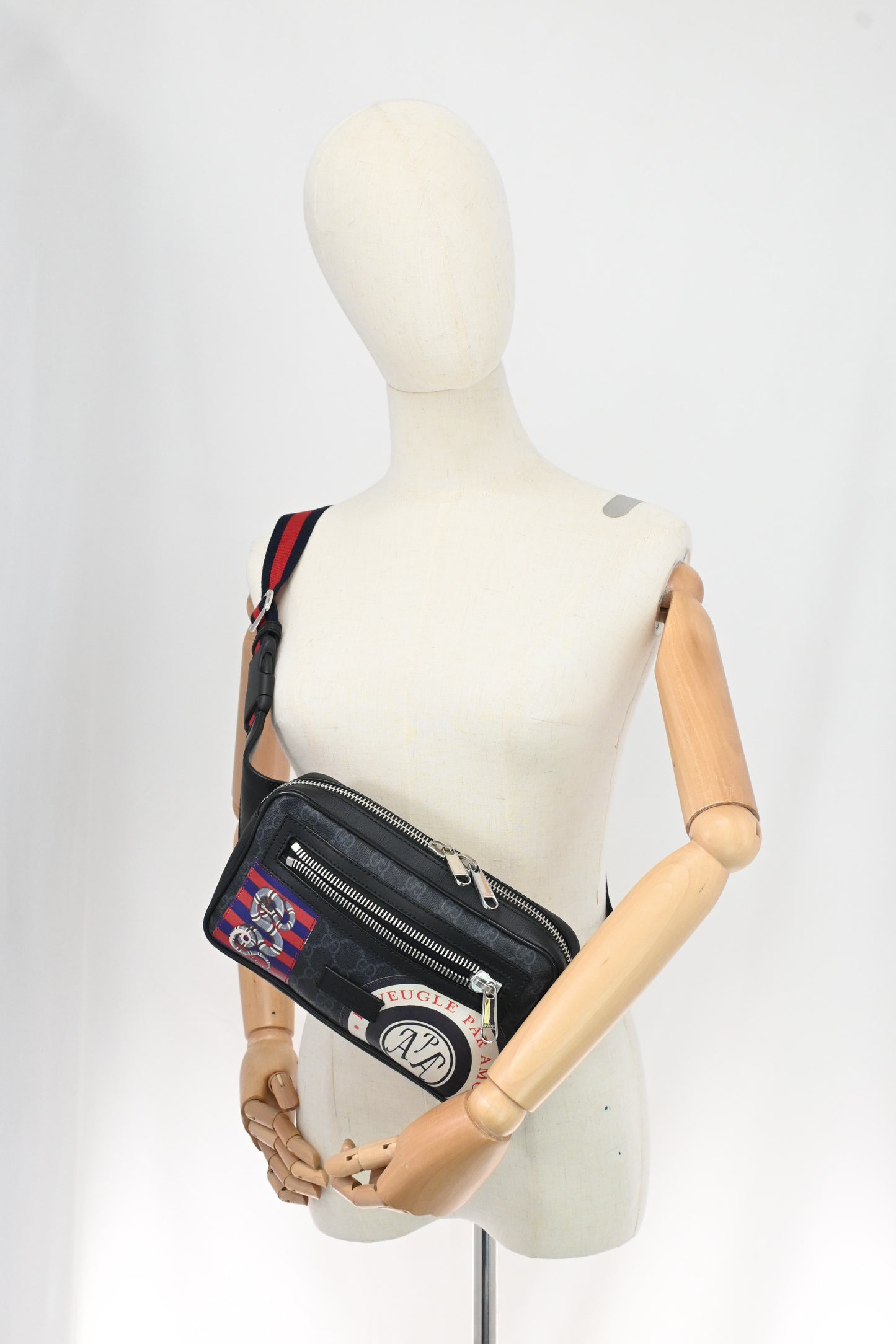 Gucci Night Courrier Waist Bag in Black GG Supreme Canvas