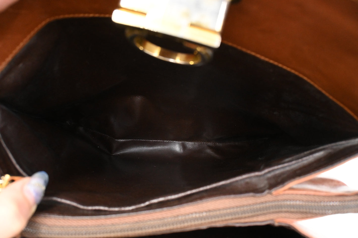 Ferragamo Gancini Shoulder Bag in Brown Leather