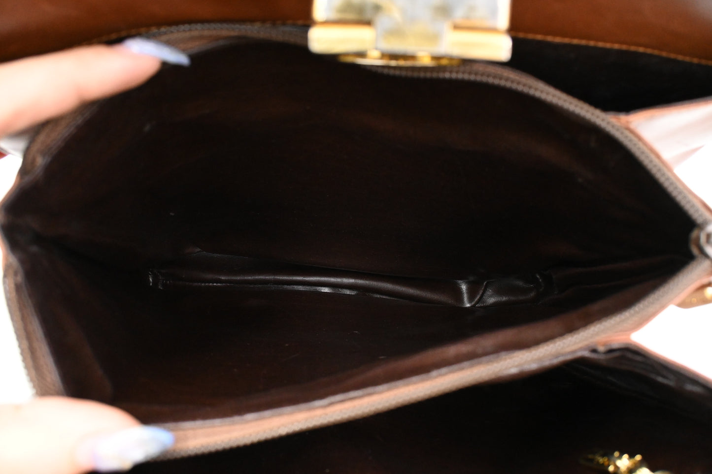 Ferragamo Gancini Shoulder Bag in Brown Leather