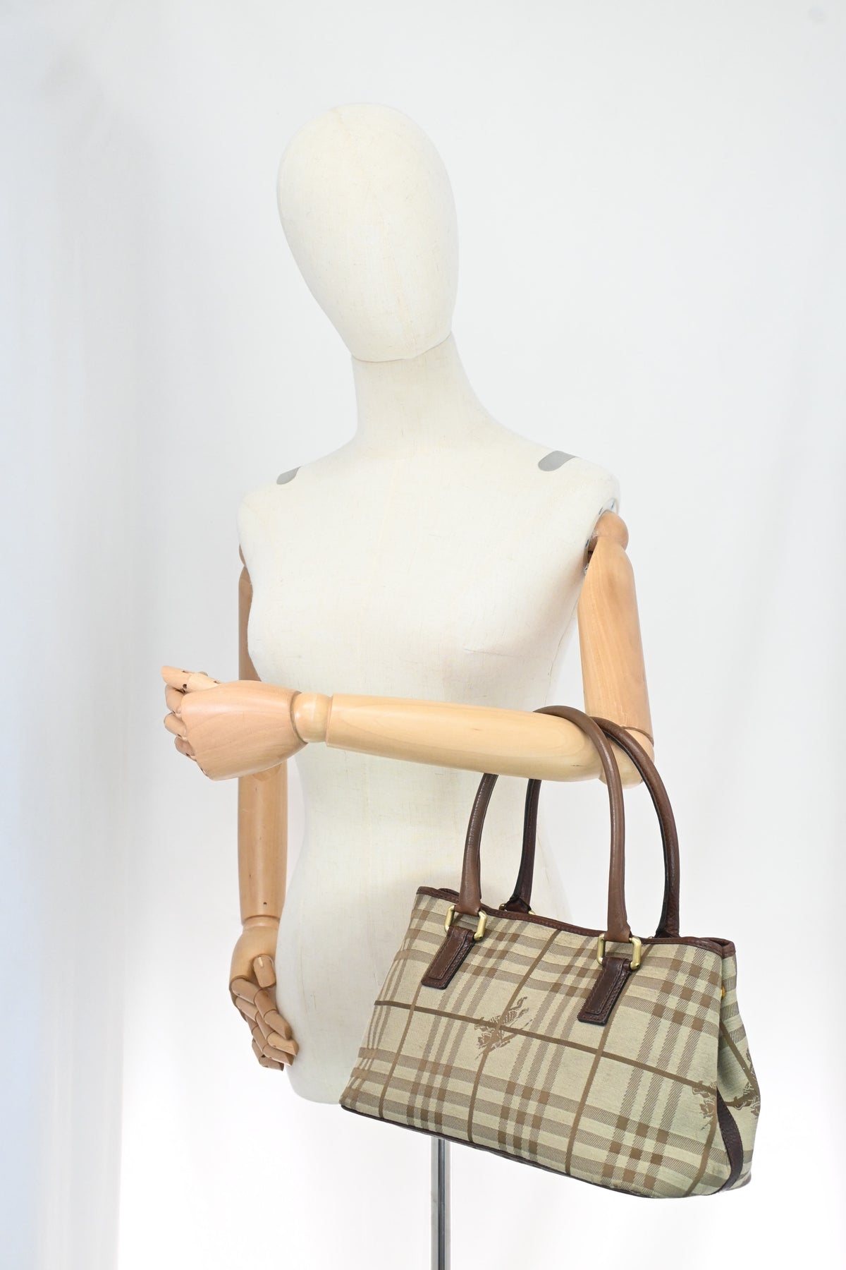 Burberry Handbag in Brown Checked Canvas