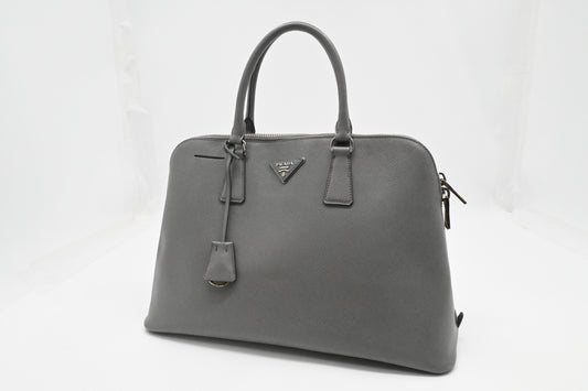 Prada Promenade in Gray Saffiano Leather