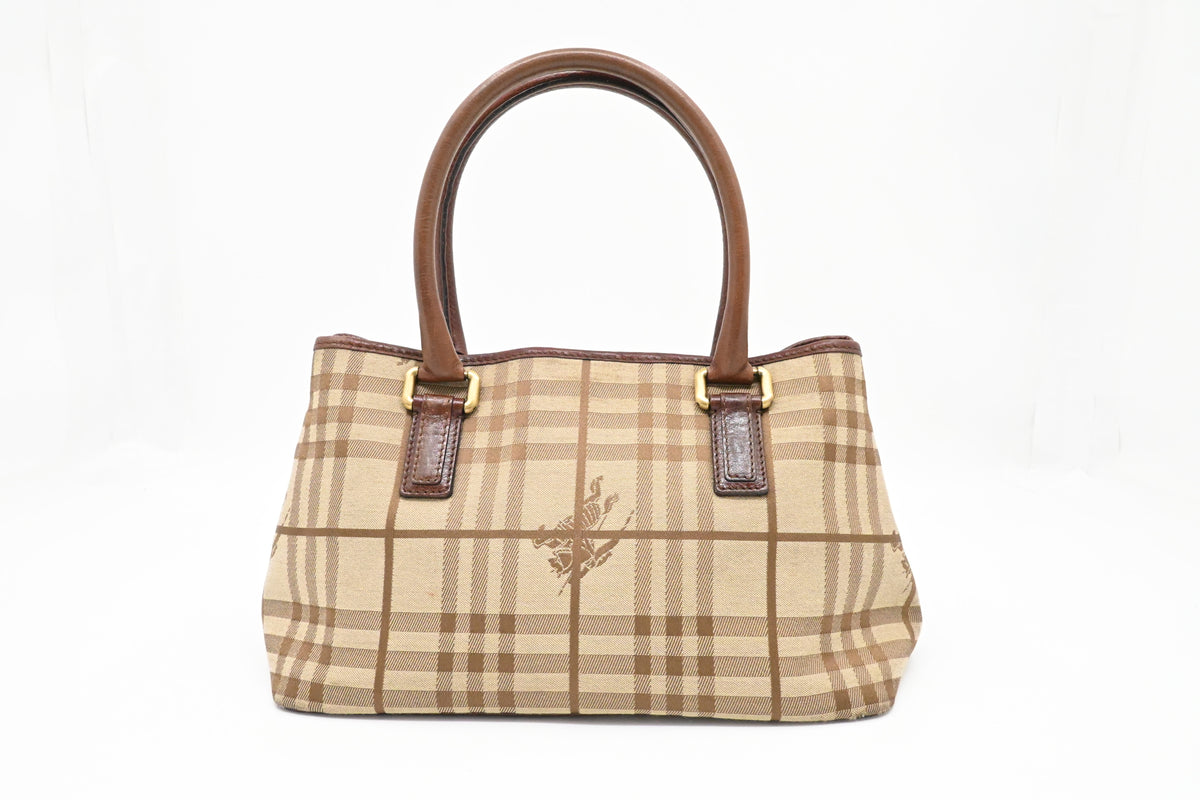 Burberry Handbag in Brown Checked Canvas