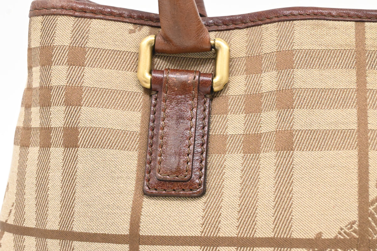 Burberry Handbag in Brown Checked Canvas