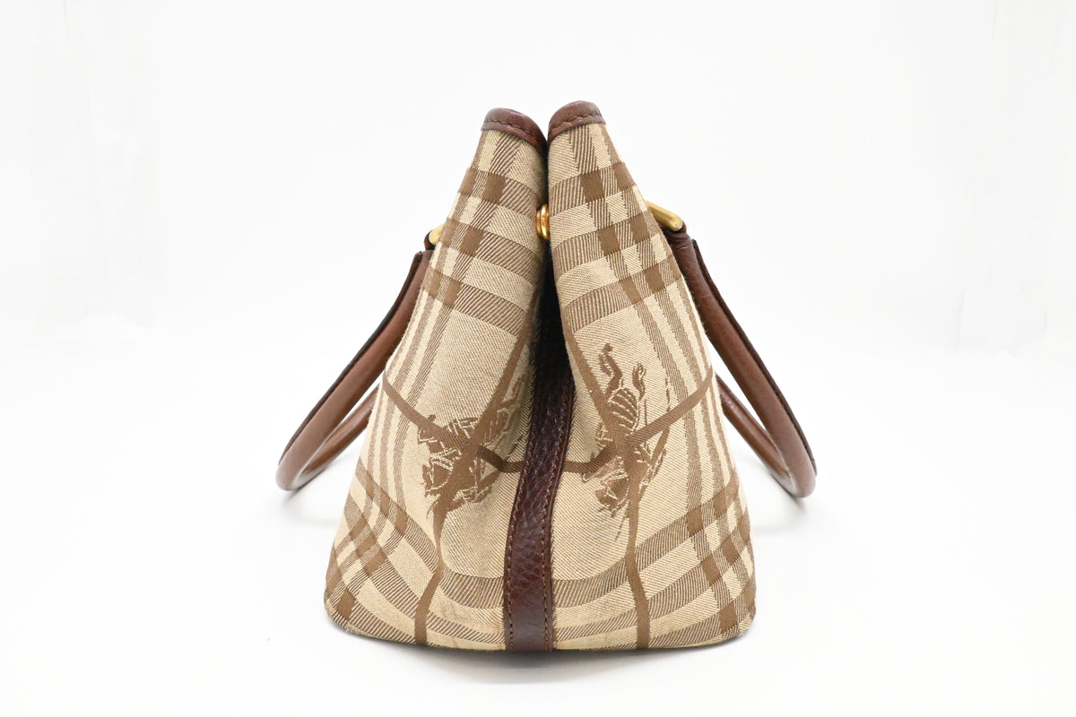 Burberry Handbag in Brown Checked Canvas