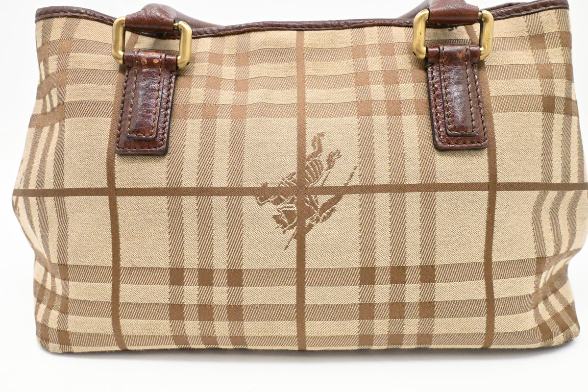 Burberry Handbag in Brown Checked Canvas