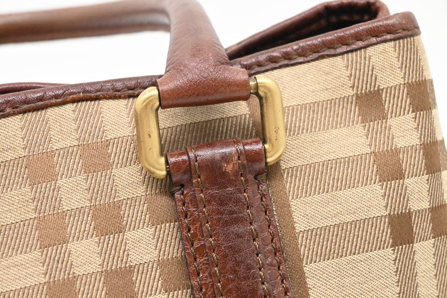 Burberry Handbag in Brown Checked Canvas