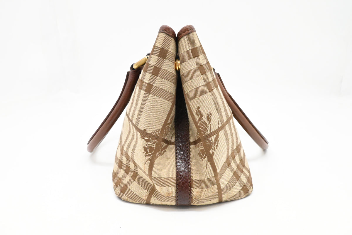 Burberry Handbag in Brown Checked Canvas