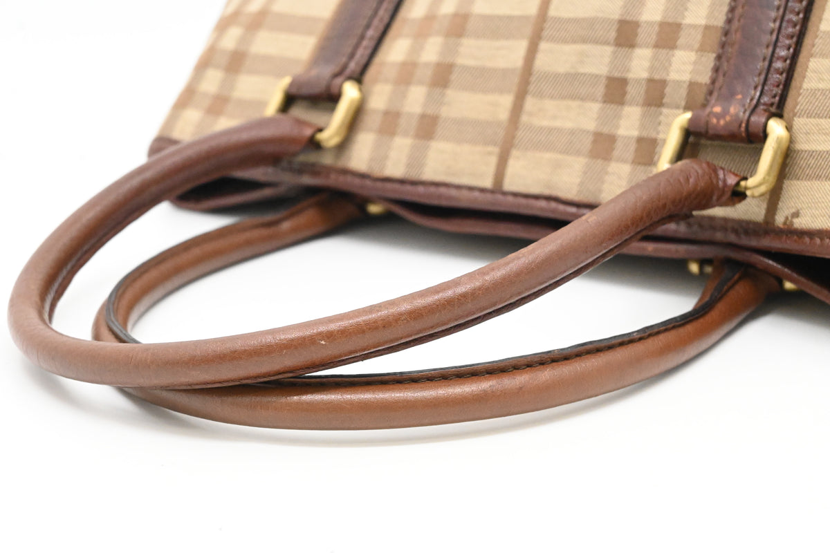 Burberry Handbag in Brown Checked Canvas