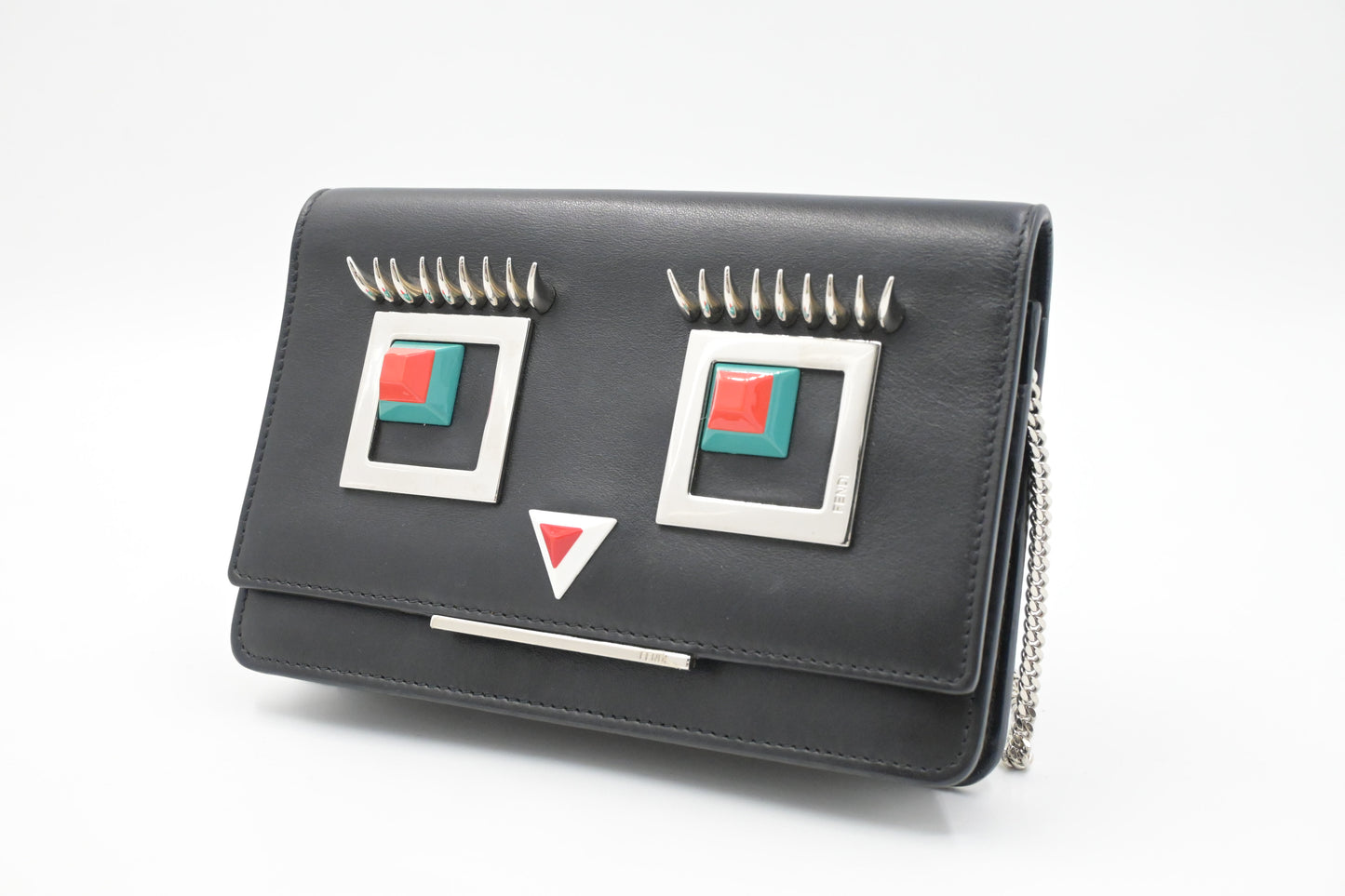Fendi Hypnoteyes Clutch on Chain in Black Leather